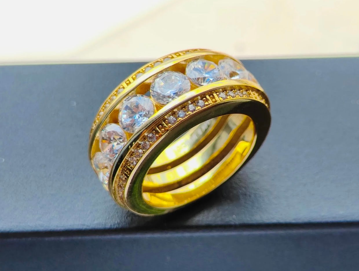 3.5ct Round White Sapphire Eternity Band in Gold Plating