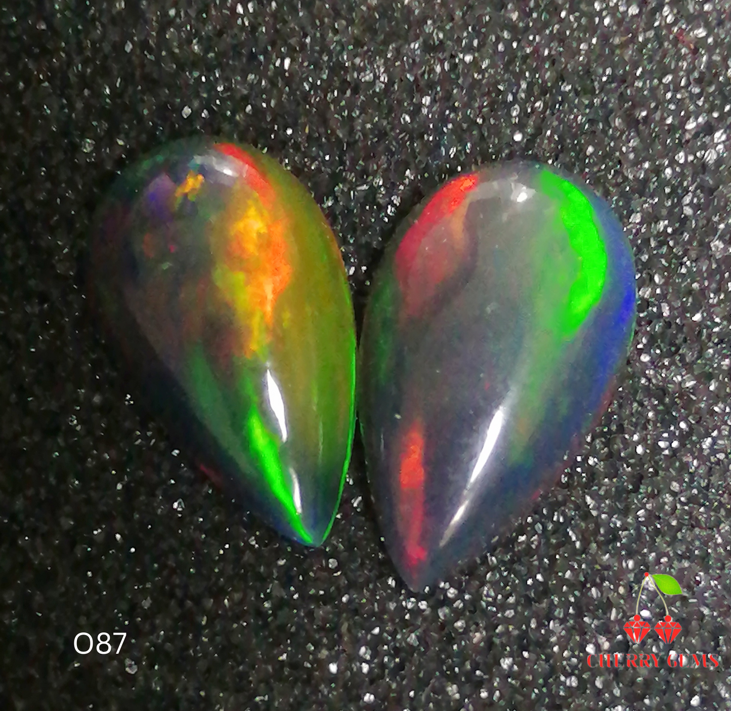 Natural Swiss Lab Certified 3.75ct Attractive Black with Play of Color Pair of Opals Gemstones O87 (24)