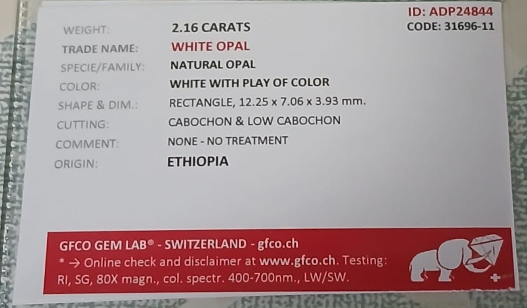 Natural Certified Opal 2.16cts OP38