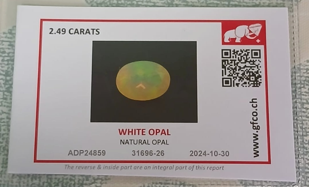 Natural Certified White Opal: Opaline Glacial Glow 2.49cts- WO12 (24)