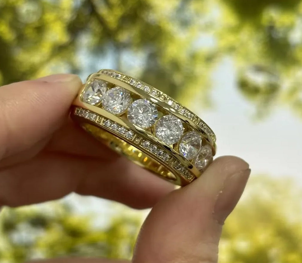 3.5ct Round White Sapphire Eternity Band in Gold Plating