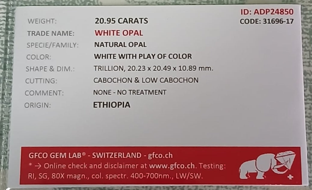 Natural Certified White Opal 20.95cts- WO1 (24)