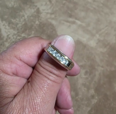 1.0-Carat Two-Tone Men’s Band with Round White Sapphire Accents