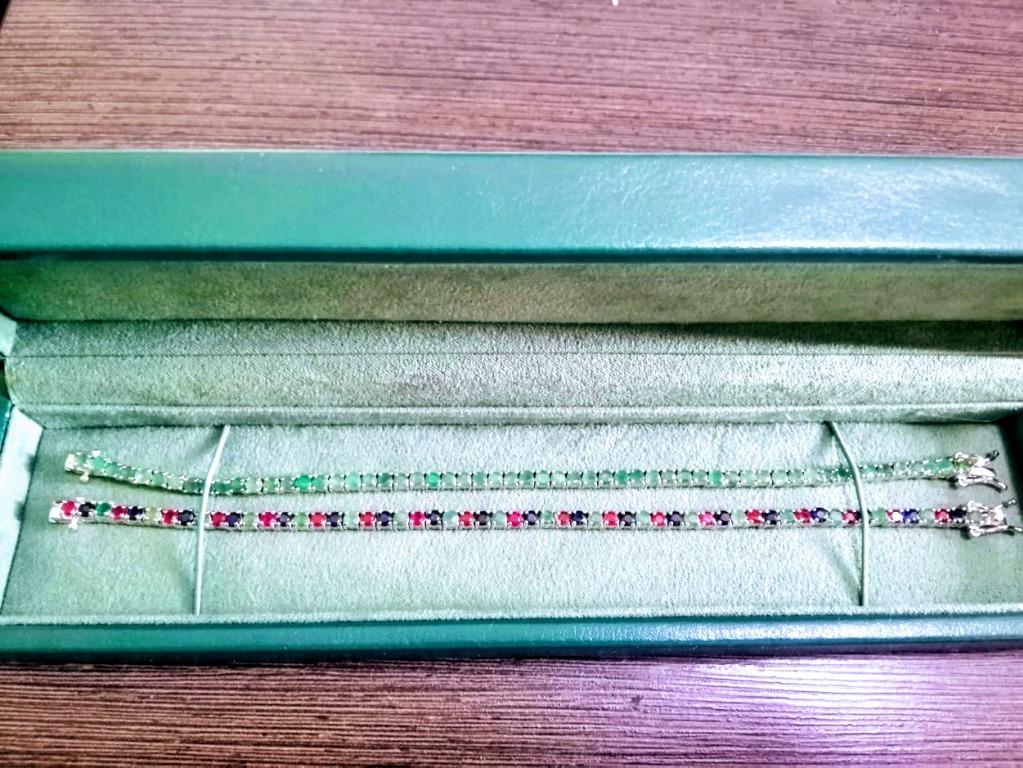 3mm Authentic Emerald-Ruby-Sapphire Trilogy Tennis Bracelet
