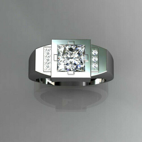 Modern Square-Cut Diamond Men's Ring