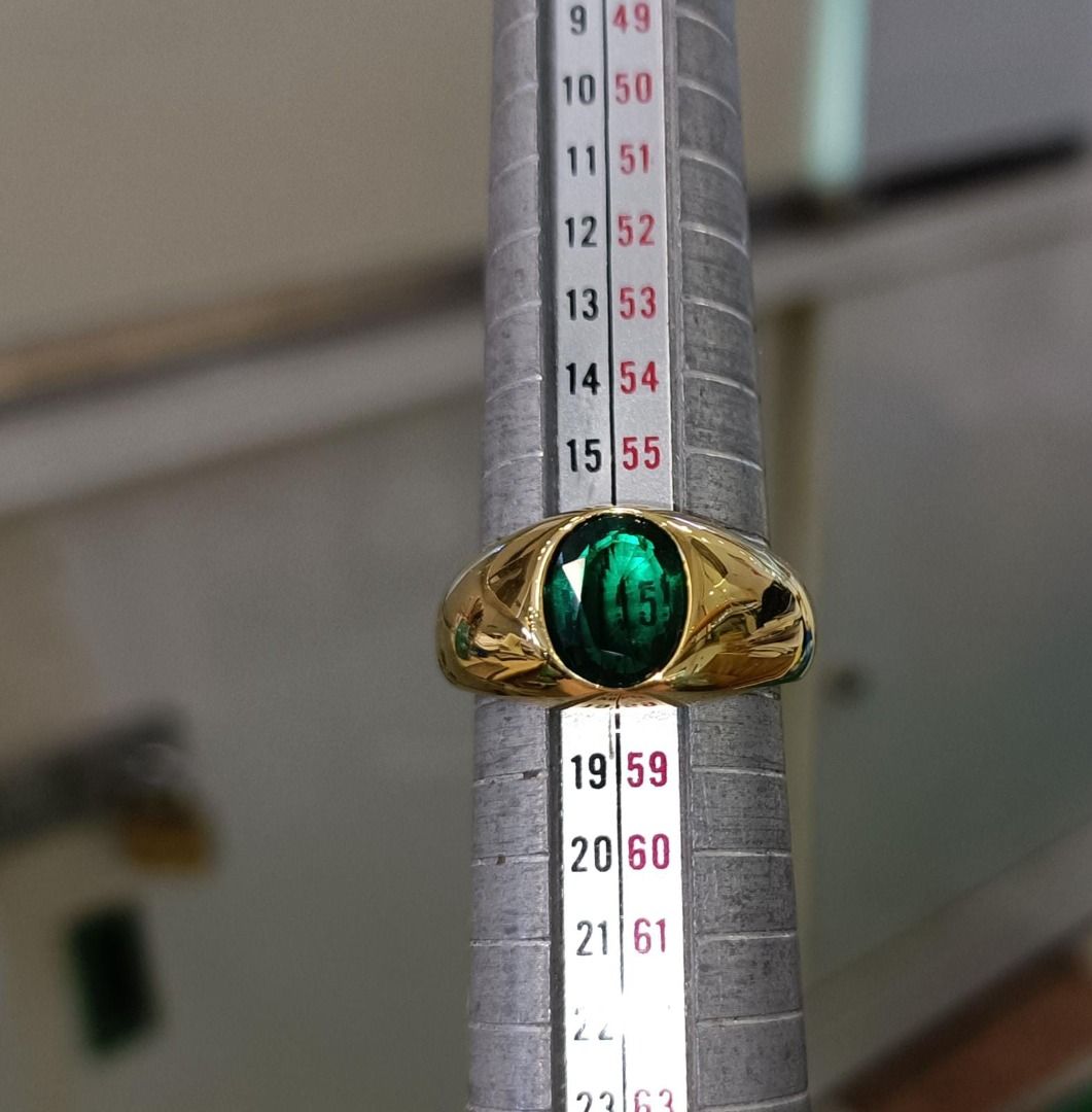 US Size 8/18k Gold Plated High Quality Micron level - with Lab Dark Emerald Ring