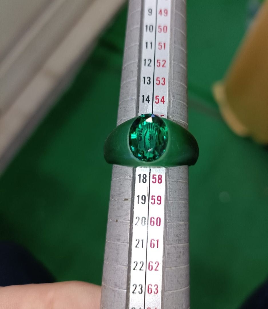 US Size 8/18k Gold Plated High Quality Micron level - with Lab Dark Emerald Ring