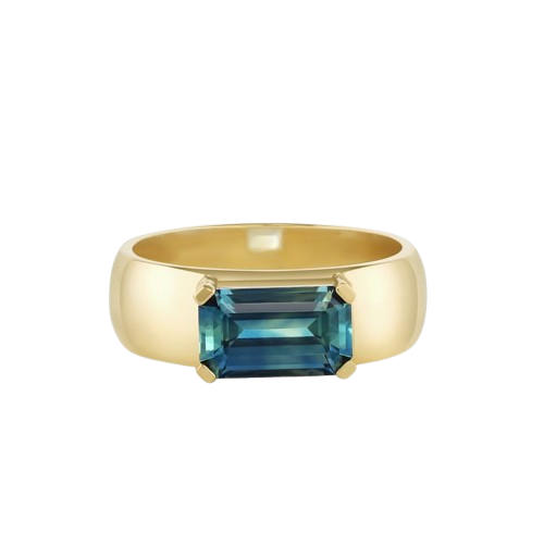 Golden Azure Baguette Ring