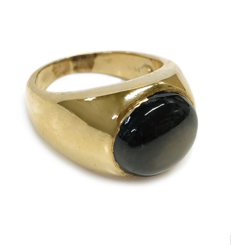 Midnight Oval Onyx Gold Ring