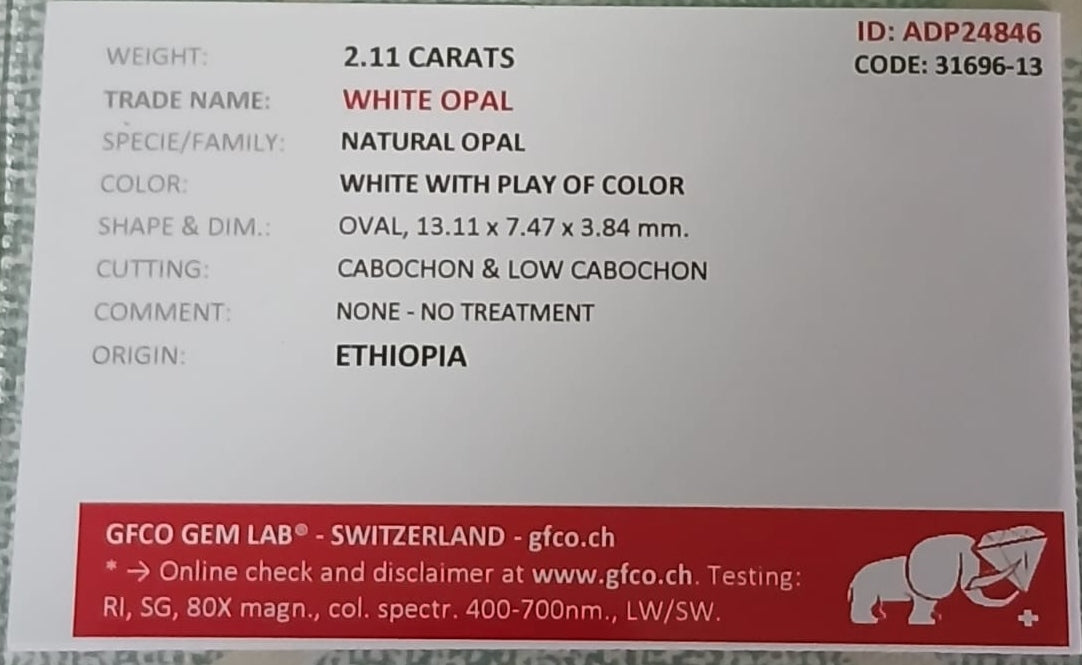 Natural Certified Opal 2.11cts OP31