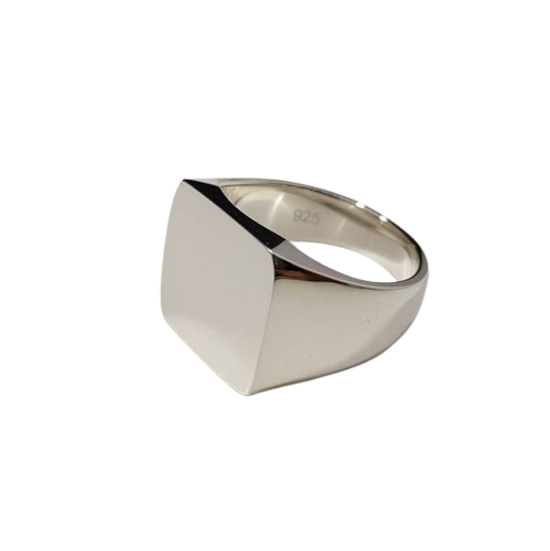 Polished Silver Square Signet Ring