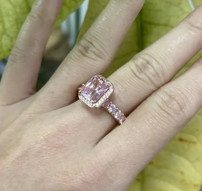Statement in Pink: 7ct Radiant Cut Sapphire with Shoulder Stones