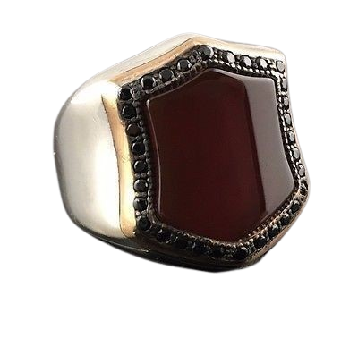 Obsidian Sovereign Shield Ring