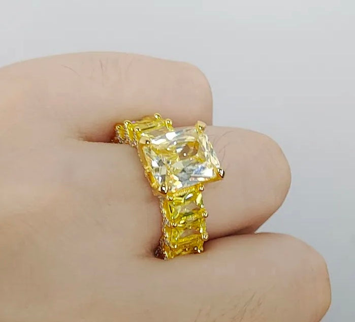 Striking 12-Carat Yellow Sapphire Eternity Band