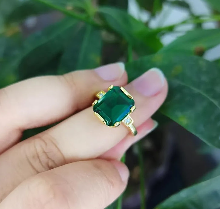 5ct Emerald-Cut Green Sapphire Ring