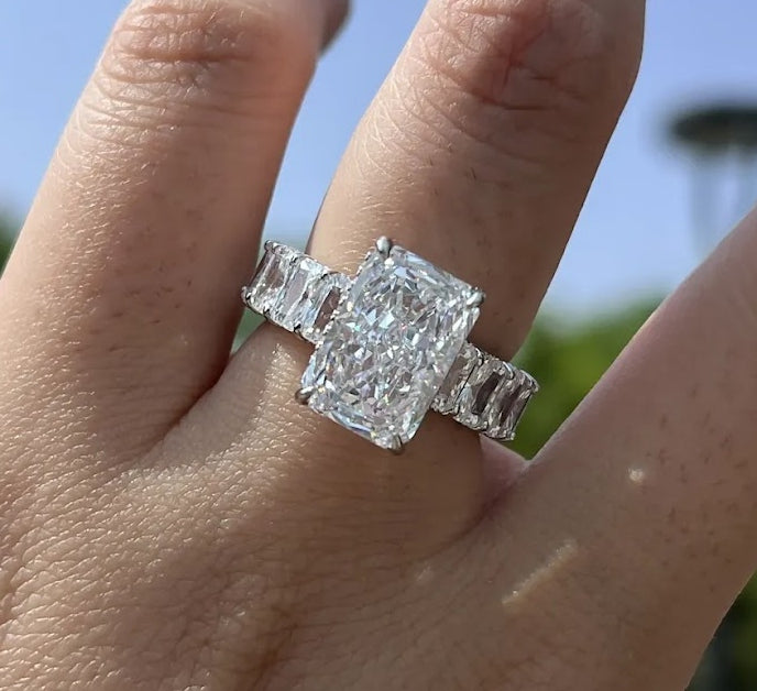 Fascinating 5ct Radiant-Cut White Sapphire Engagement Ring