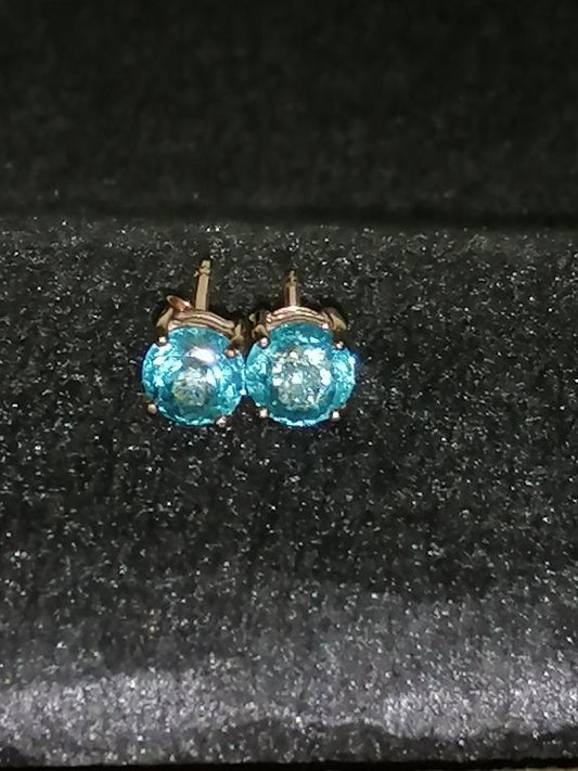 Paraiba Tone Apatite 18k Rose Gold Earrings