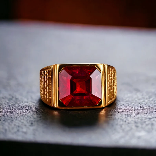 Regal Scarlet Signet Ring