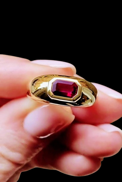 Bold Emerald-Cut Ruby Signet Ring