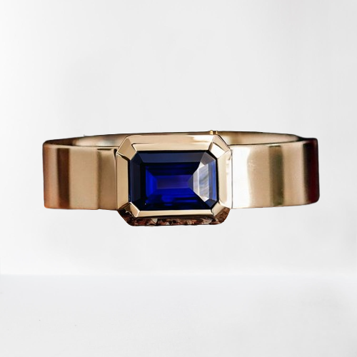 Sophisticated Blue Sapphire Gold Band Ring