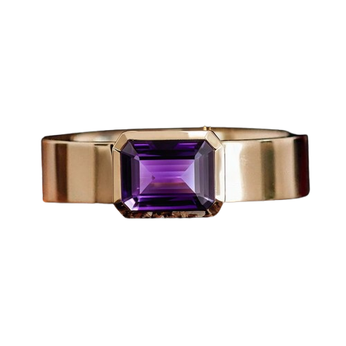 Stunning Amethyst Gold Band Ring