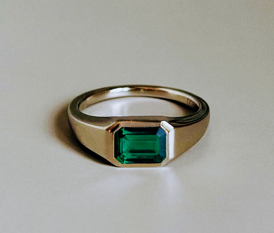 Sleek Emerald-Cut Emerald Ring