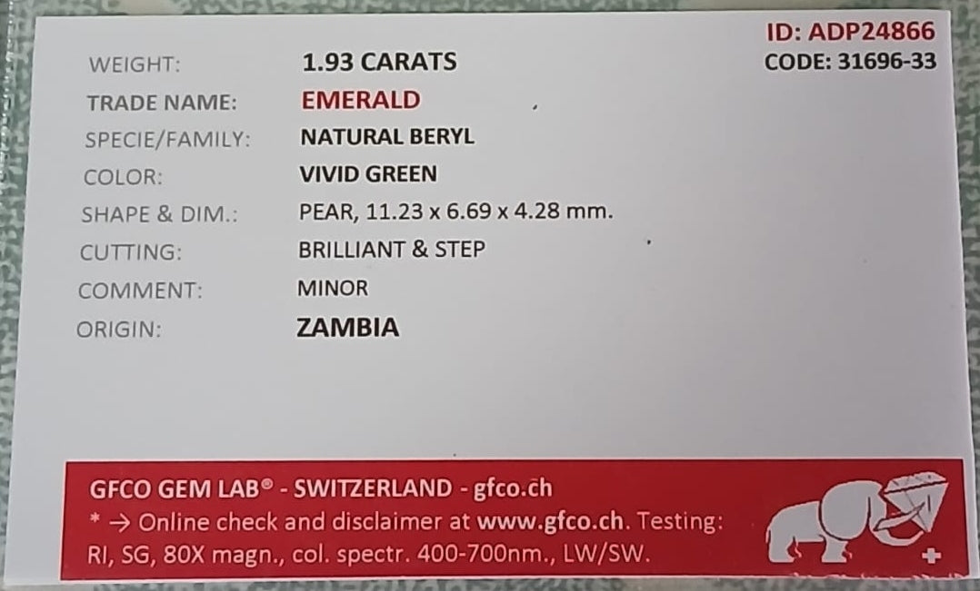 Natural Certified Emerald: Mystic Meadow 1.95cts- EME05 (24)