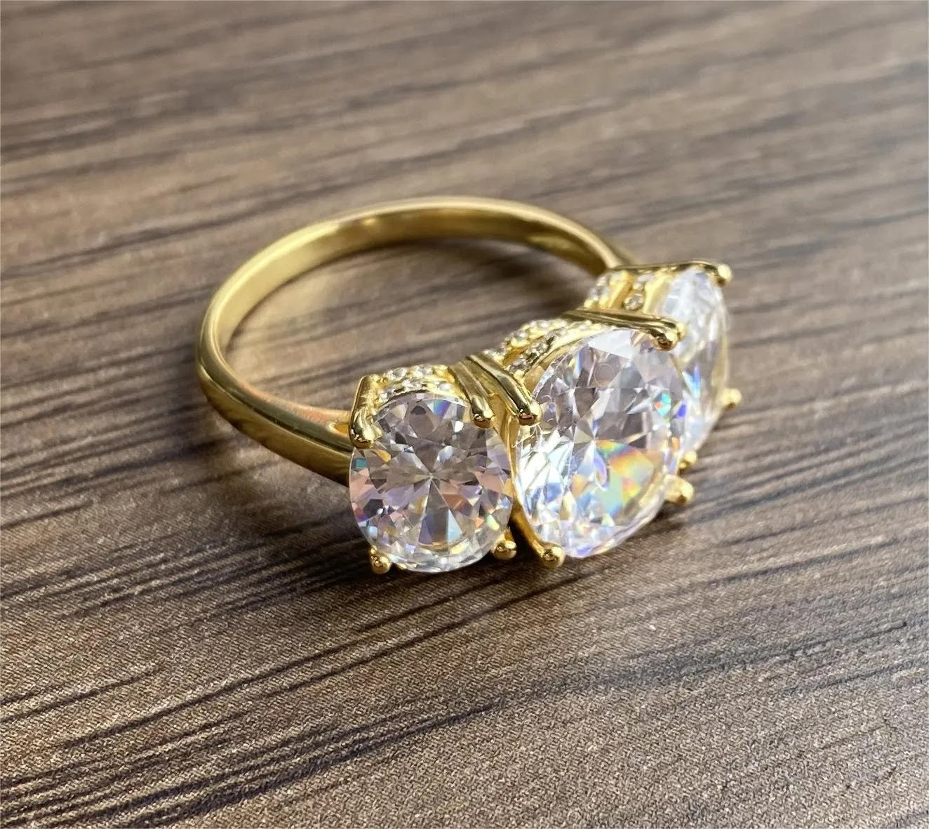 7ct Three-Stone Oval White Sapphire Wedding Ring