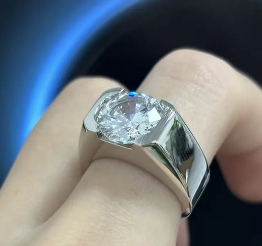 Carat Round Brilliant-Cut White Sapphire Men's Engagement Ring