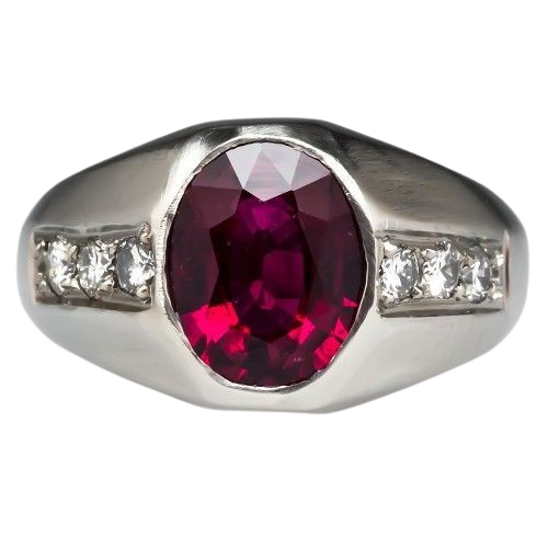 Vintage Ruby and Diamond Platinum Ring