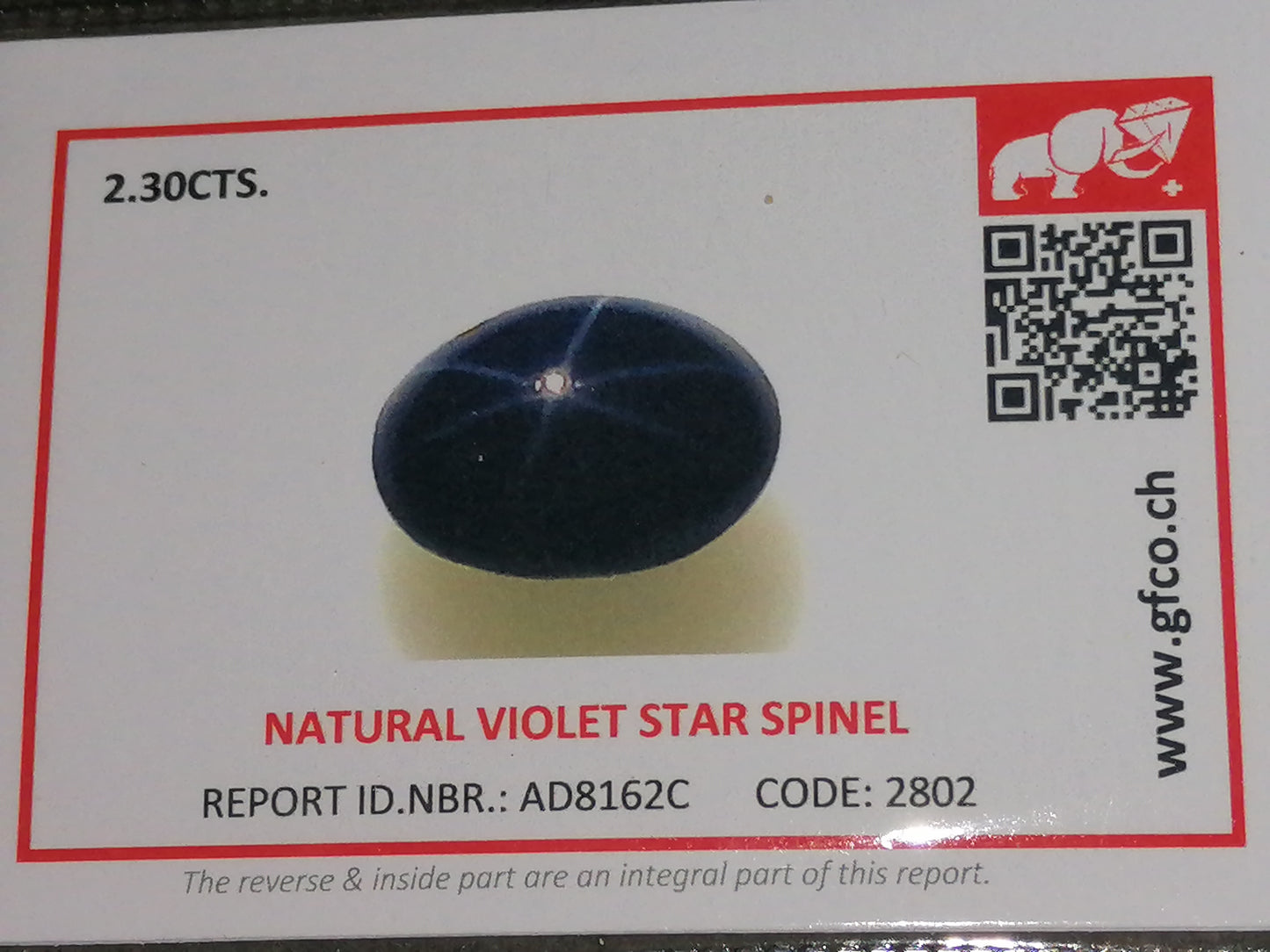 Natural Certified Star Spinel: Purple Nova 2.30cts- 2A43SS101 (24)