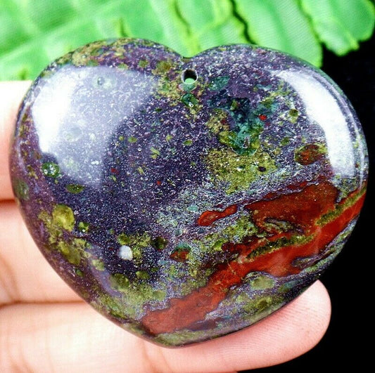 Natural Red dragon blood stone heart Pendant Bead 2BLS135