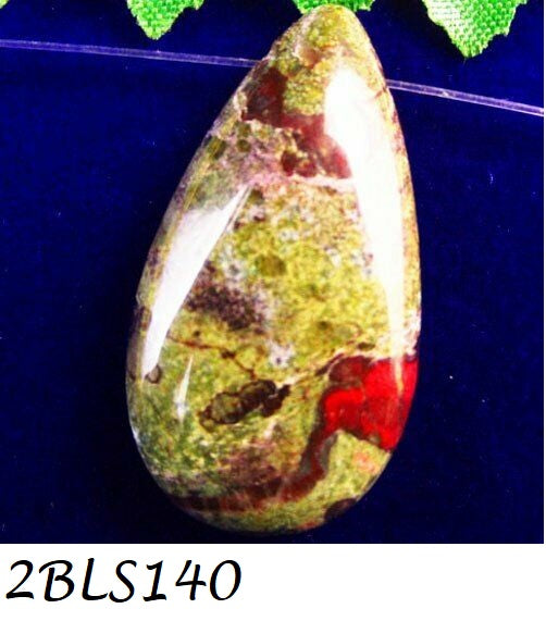 Natural Dragon Bloodstone Teardrop Pendant Bead