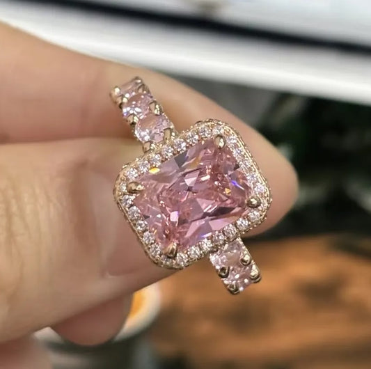 Statement in Pink: 7ct Radiant Cut Sapphire with Shoulder Stones