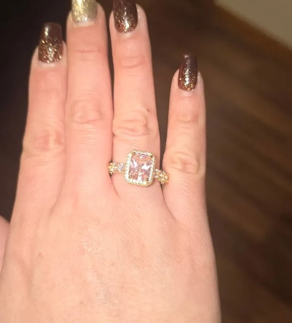 Statement in Pink: 7ct Radiant Cut Sapphire with Shoulder Stones