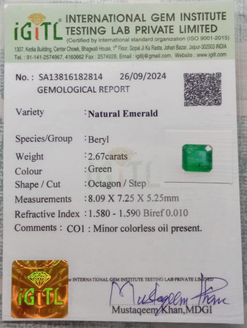 Natural Certified Emerald 2.67cts 11-24-12-EM112