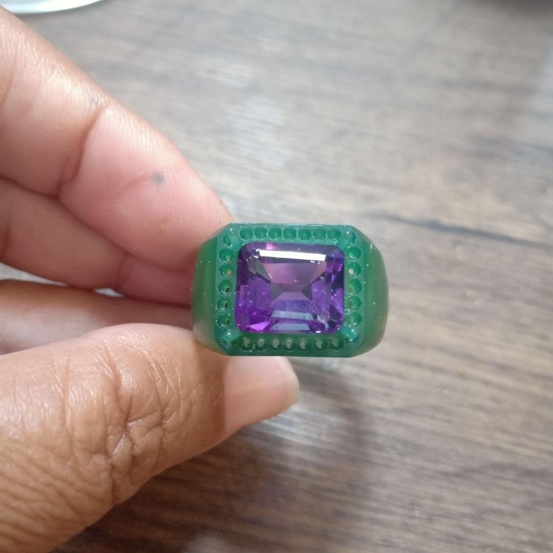Exquisite Fine Grade Amethyst Ring – US Size 10, Gleaming 925 Rhodium Finish