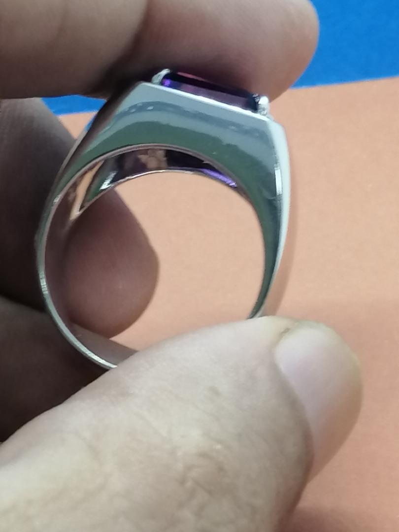 Exquisite Fine Grade Amethyst Ring – US Size 10, Gleaming 925 Rhodium Finish