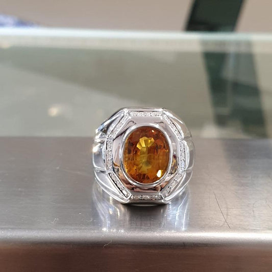 5.50cts Yellow Sapphire with 925 w/Rhodium Plated with Moissanites