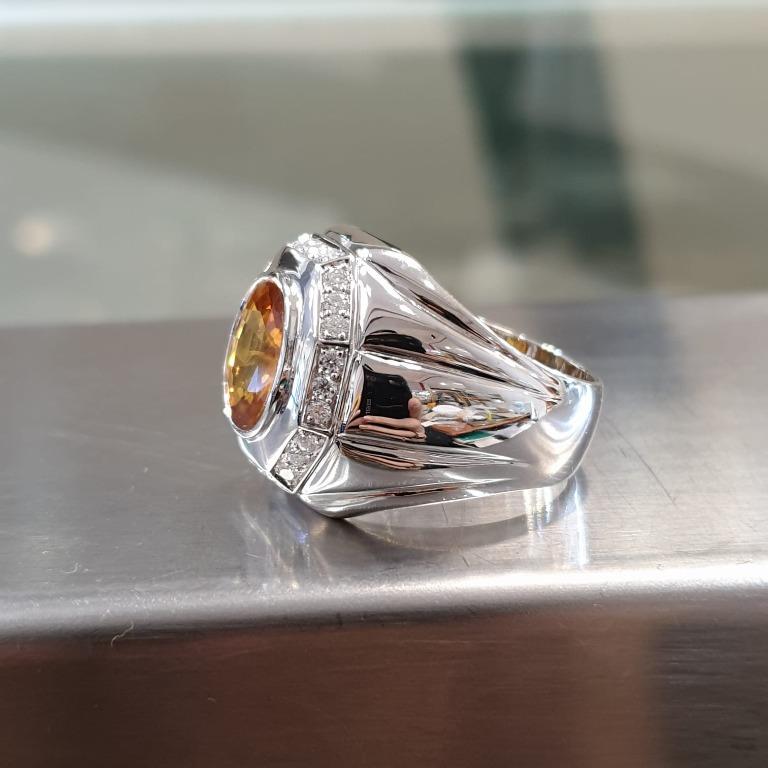 5.50cts Yellow Sapphire with 925 w/Rhodium Plated with Moissanites