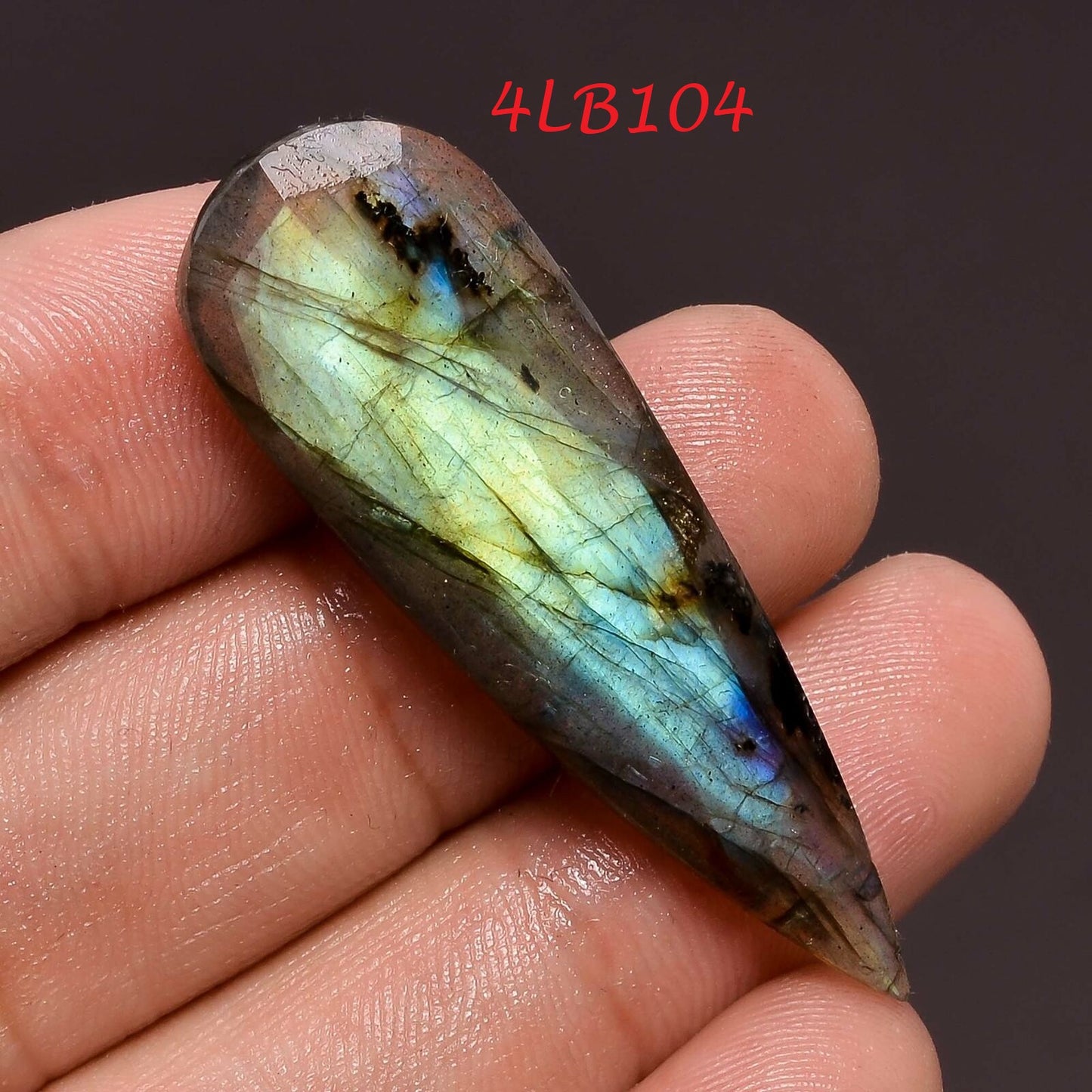 Natural Labradorite Pear Drilled Cabochon Loose Gemstone