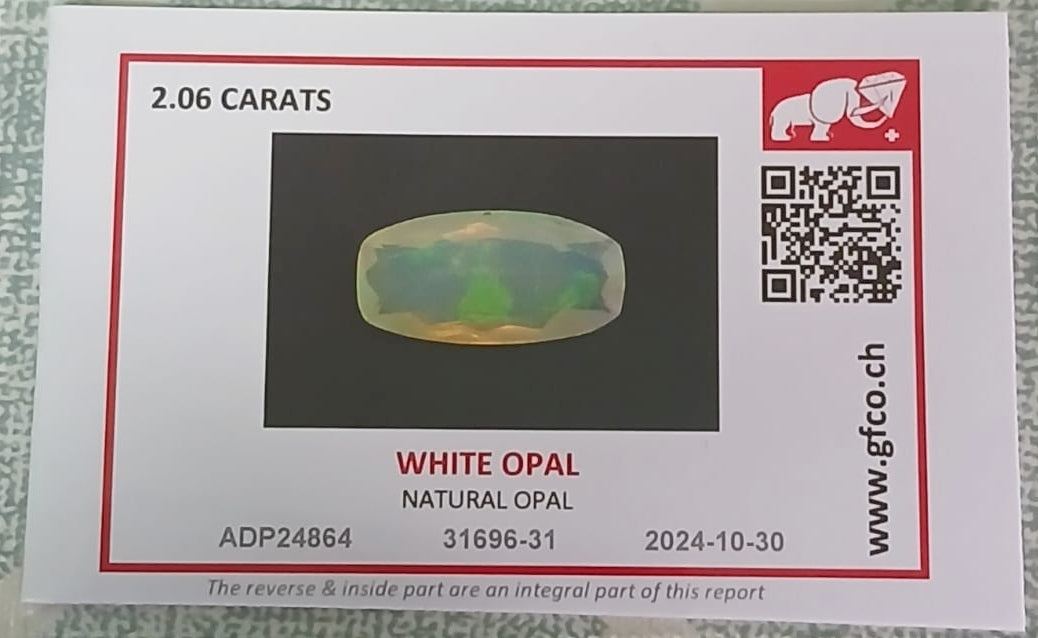 Natural Certified White Opal: Opaline Brilliance 2.06cts- WO16 (24)