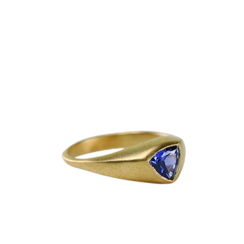 Minimalist Blue Tanzanite Triangle Ring