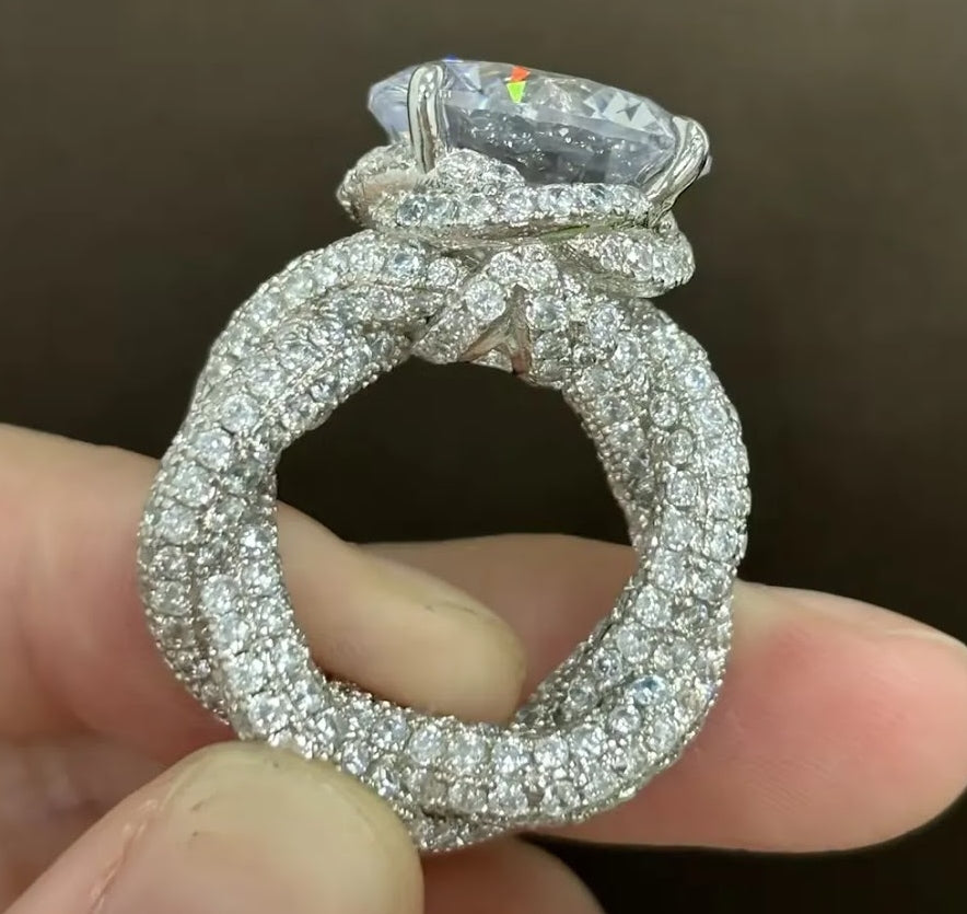 4ct Round-Cut White Sapphire Engagement Ring