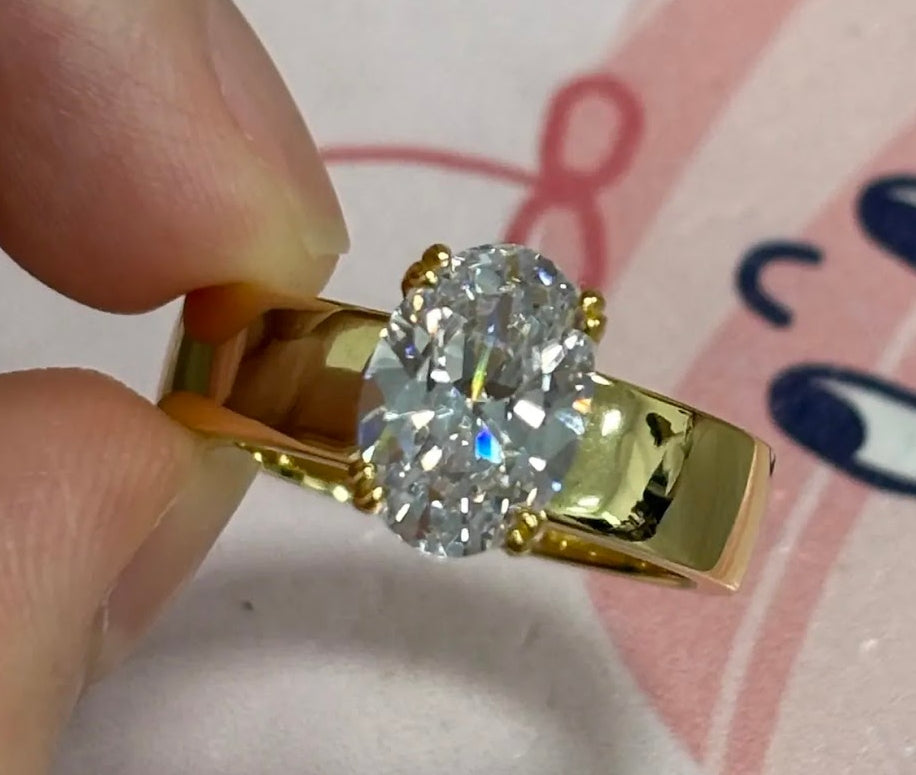 2.5ct Oval White Sapphire Engagement Ring in Gold
