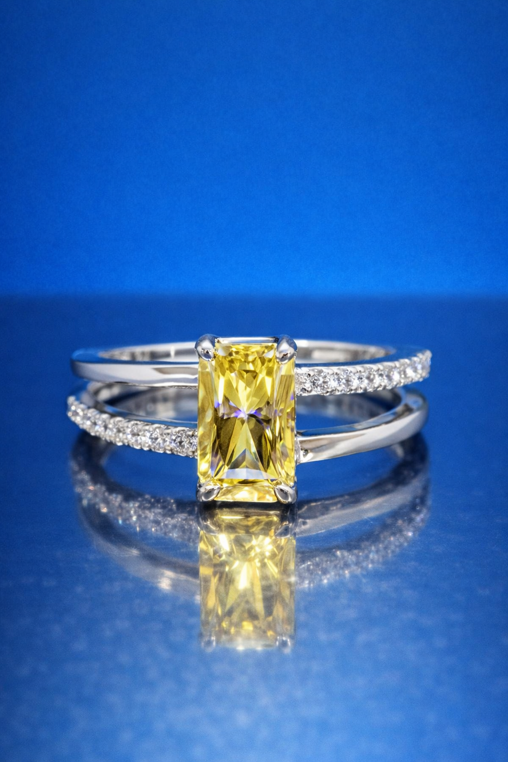 18K White Gold | Natural Unheated Yellow Sapphire | Natural Diamond Accents | Past Commission