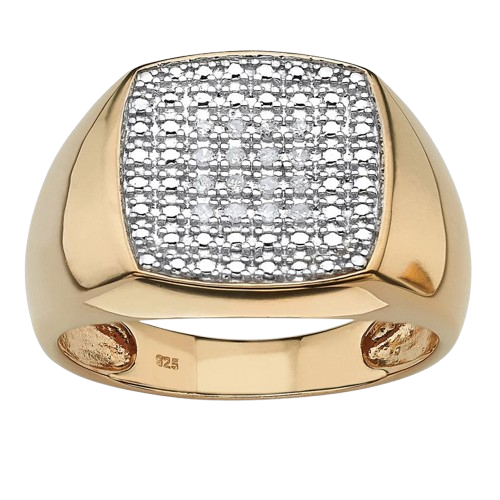 Golden Radiance Grid Ring