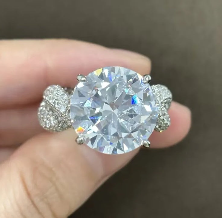 4ct Round-Cut White Sapphire Engagement Ring