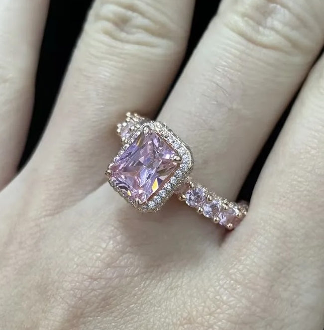 Statement in Pink: 7ct Radiant Cut Sapphire with Shoulder Stones