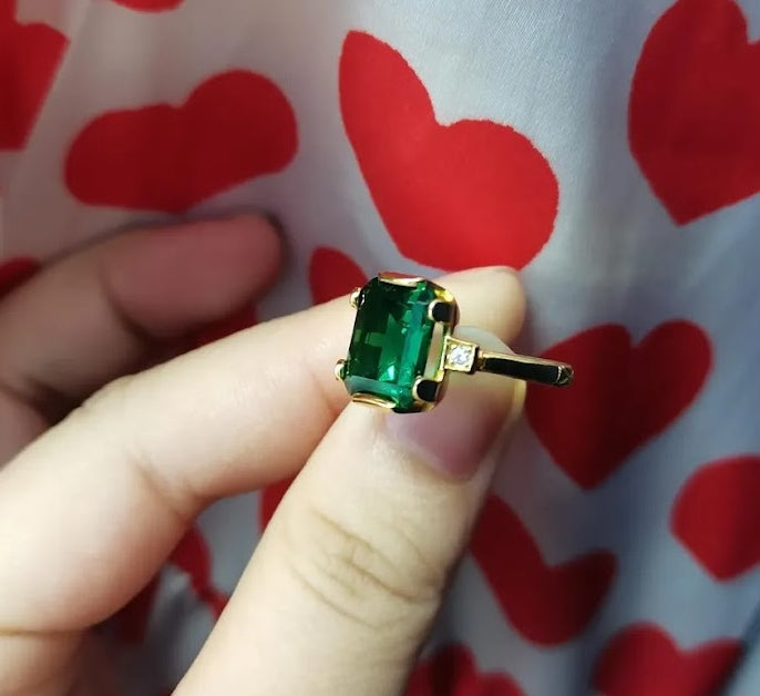 5ct Emerald-Cut Green Sapphire Ring